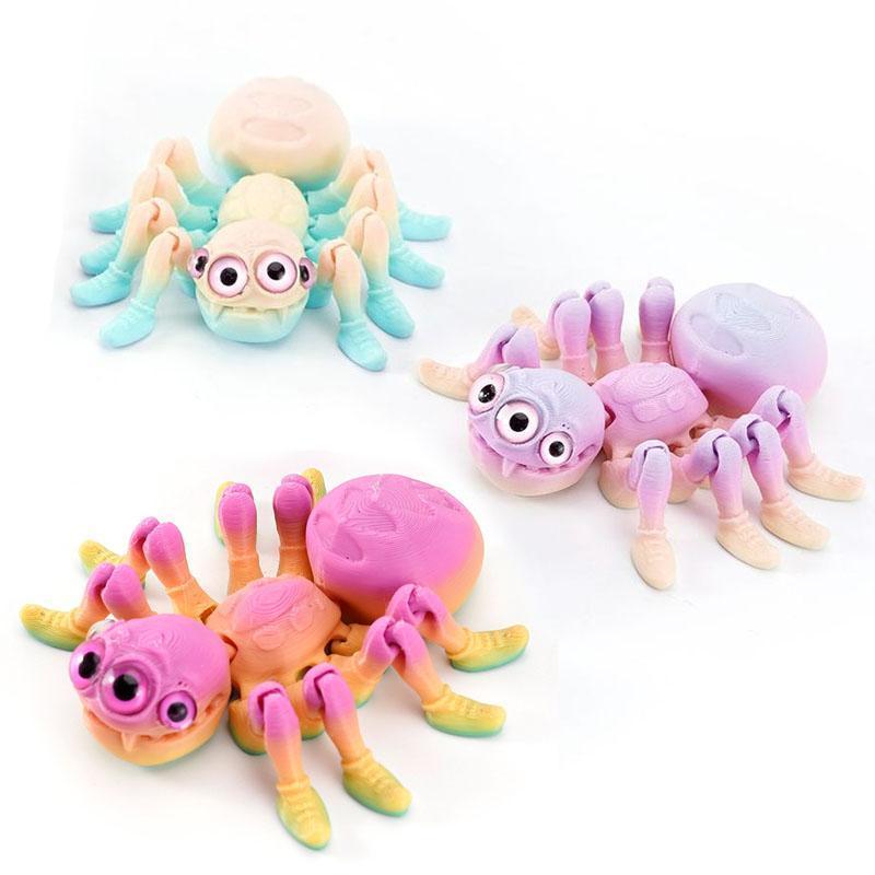 3D Printed Spider Animals Toy Realistic Colorful Spider Figurine Articulated Fidget Toy for Spider Lovers Halloween Home Decor