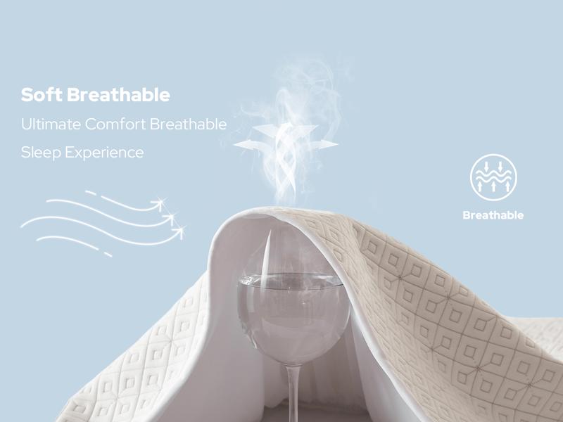 【BEDLORE】4-Grid Pattern Waterproof Fitted Sheet Mattress Protector, Soft & Breathable Fabric with Elastic Deep Pockets, Machine Washable, Ideal for Bedroom & Home Use