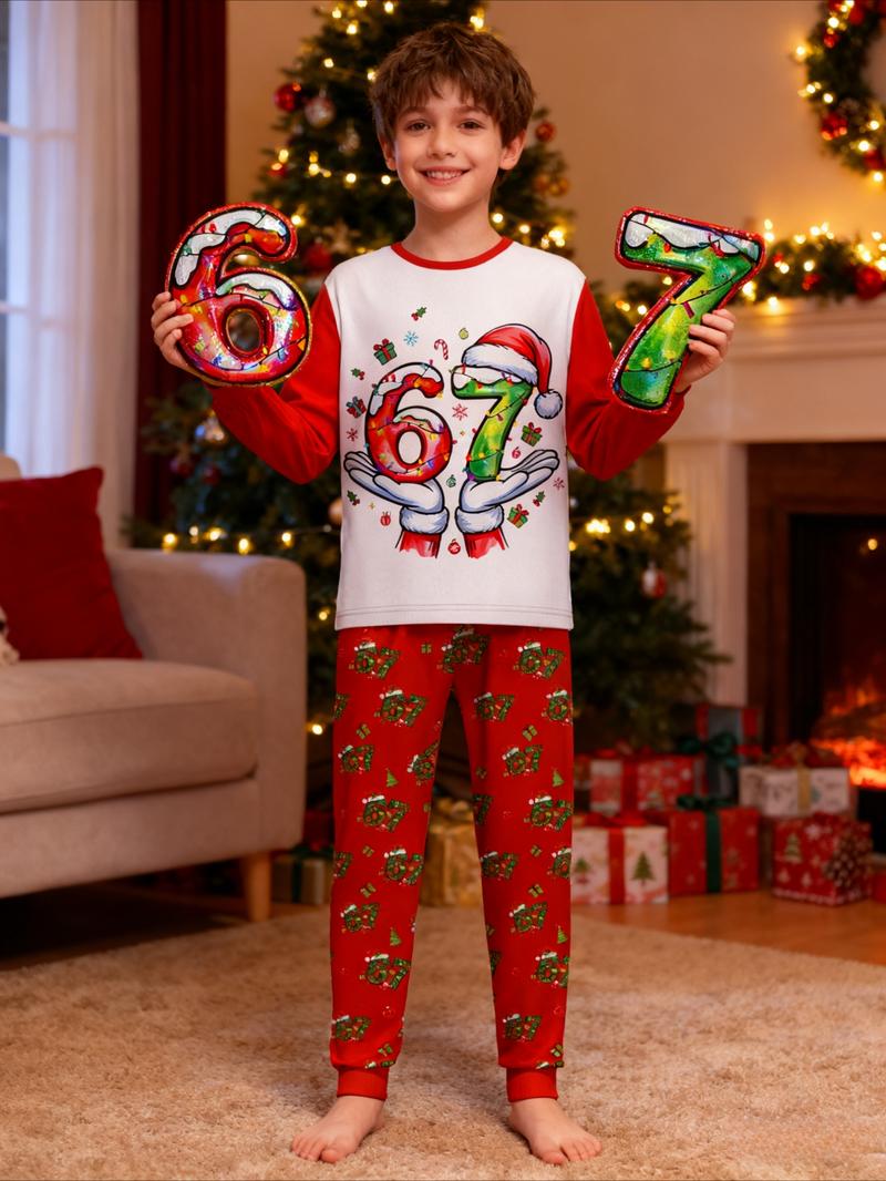 #67 Printed Long Sleeve Pants Pajama Set, Cute Cartoon Design for All Seasons, Perfect Gift for Reading Festival,Kids Valentine Pajamas,World Book Day Pajamas for Kids, Cute Storybook Style Sleepwear, School Event Outfit