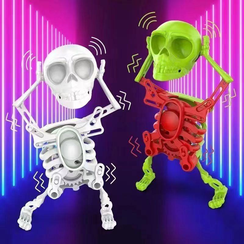 Jumping Skeleton Toy Swing Head Wind-Up Fun Small Decorative Figurine, Unique Dancing Skull Design, Perfect Gift Idea for Kids & Collectors