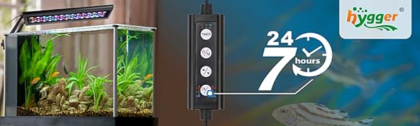 hygger Clip On 24/7 Lighting Aquarium LED Light, 14W Sunrise-Daylight-Moonlight and DIY Mode, Adjustable Timer / Brightness Fish Tank Light with 7 Colors for Planted Tank Aquatic Life Outdoorfun