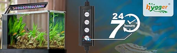 hygger Clip On 24/7 Lighting Aquarium LED Light, 14W Sunrise-Daylight-Moonlight and DIY Mode, Adjustable Timer / Brightness Fish Tank Light with 7 Colors for Planted Tank Aquatic Life