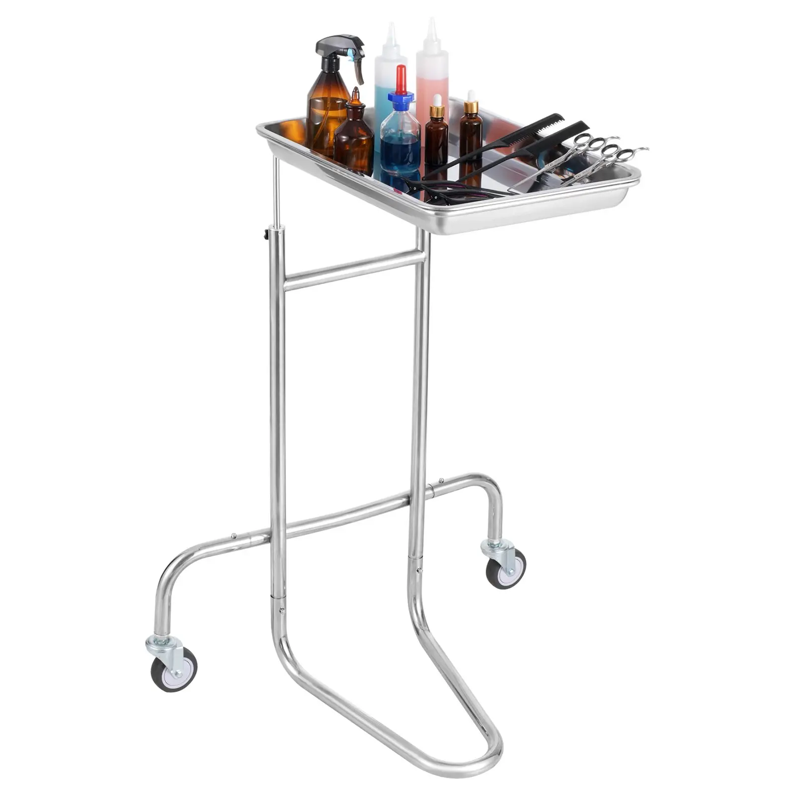 VEVOR Stainless Steel Lab Carts, Lab Utility Cart with Single Tray, Mobile Medical Cart with 2 Silent Wheels, Lab Rolling Cart for Lab, Clinic, Hospital, Salon