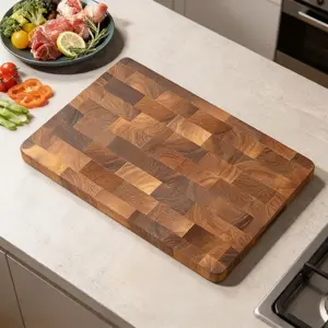 Acacia Wood End Grain Cutting Board, Premium Butcher Block, Durable Solid Wood, Food-Safe Surface, Multi-Size Options S/m/l