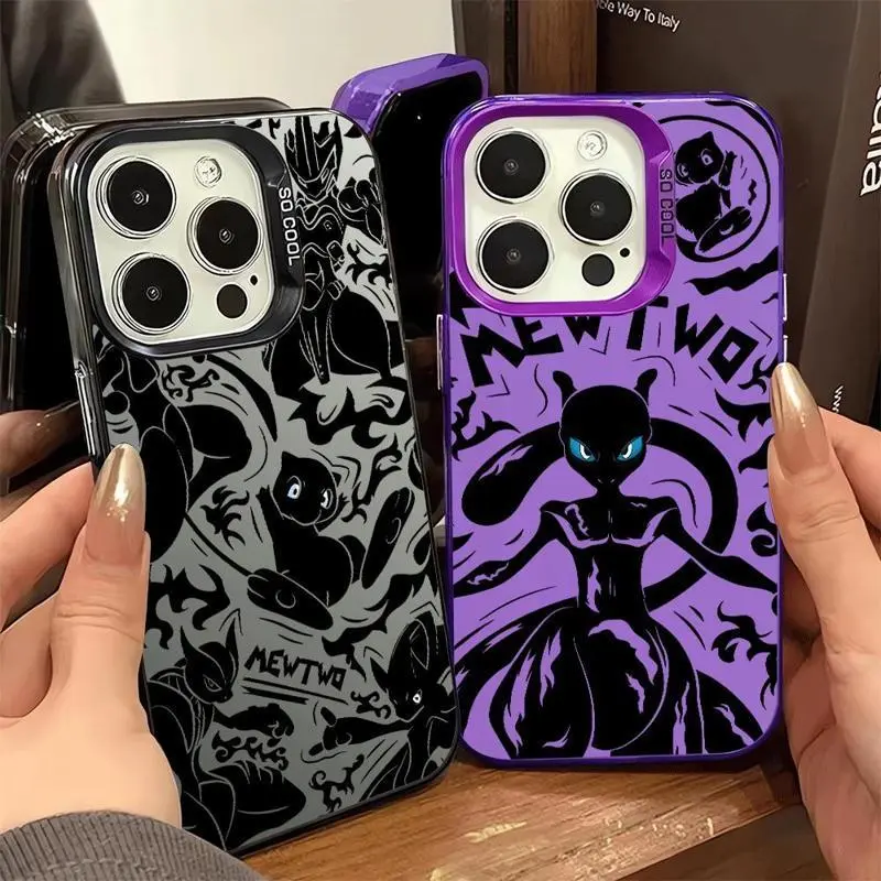 Mewtwo Pokemons Phone Case For Apple iPhone 15 16 Pro Max 14 Pro 13 12 11 Pro Max 14 16 Plus Shockproof Mobile Protective Cover