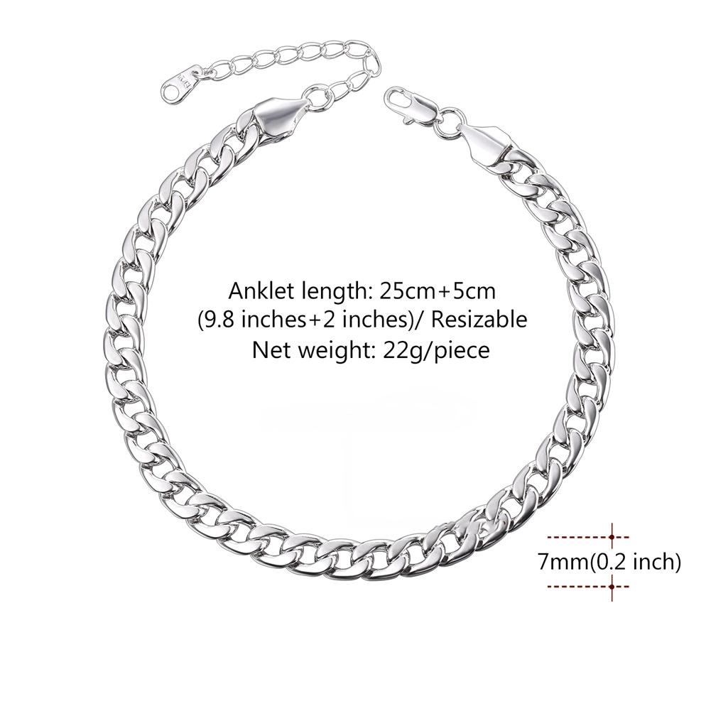 U7 Women Girls Barefoot Jewelry Cuban Chain Anklets Foot Chain Flexible Fit Ankle Bracelet Cuban/Rope/Figaro/Twist Chain Summer Beach Jewelry