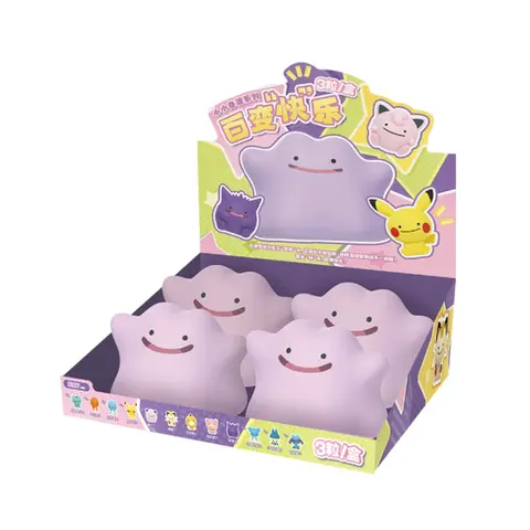 Pokémon Ditto Q-Face Series Blind Box Anime Figure - Mini Beans Little Adventure Collectible Display Ornament, Brand New In Stock with Gengar, Psyduck, Pikachu, Charmander, Bulbasaur, Squirtle, Slowpoke, Ideal Mini Gifts, Anime Figures