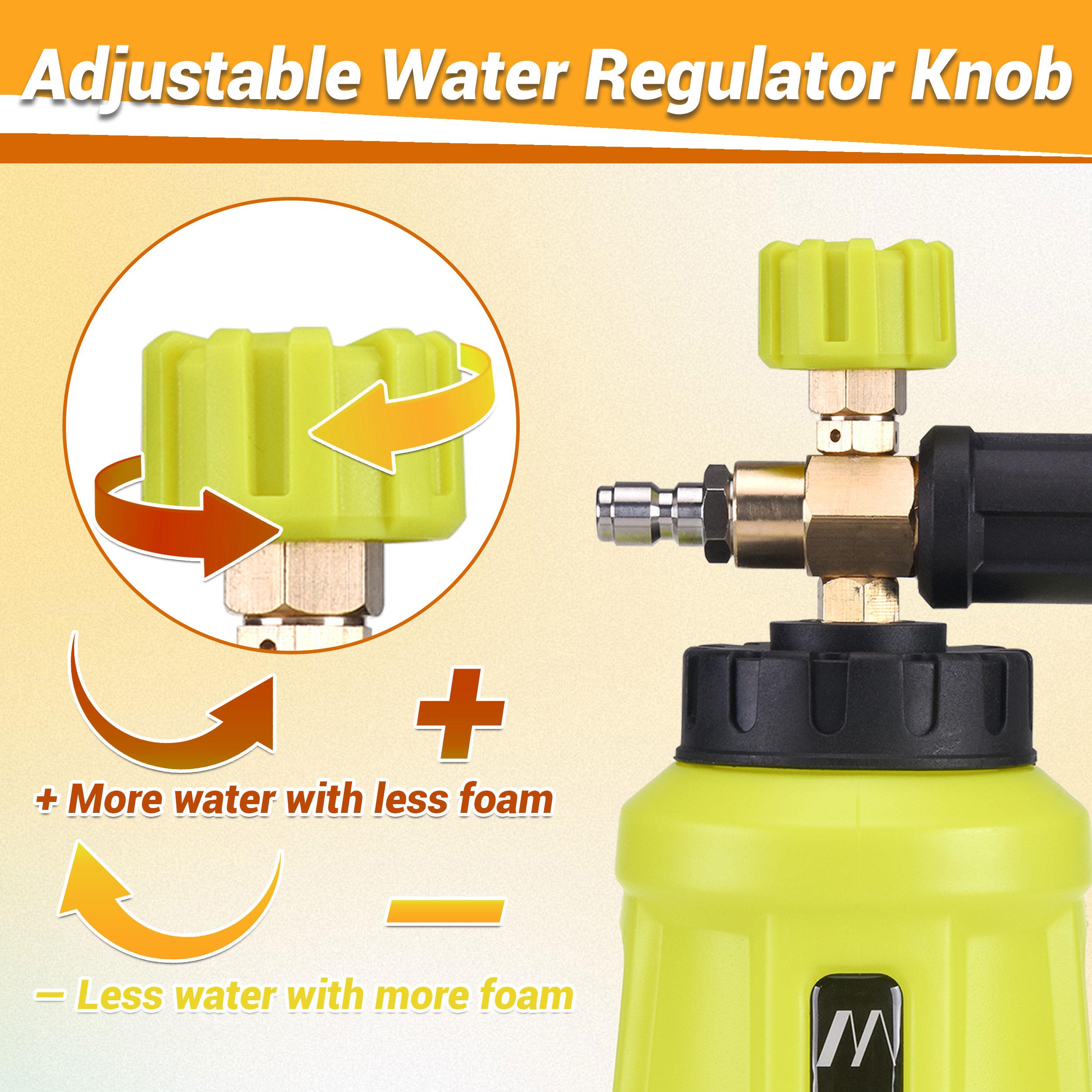 M MINGLE High Pressure Washer Handheld Water Spray Snow Foam Lance, 4000 PSI Cannon Foam Blaster Power Washer with 1/4" Quick Connector, Car Wash Foam Cannon Kit with 5 Pressure Washer Nozzle Tips, 1 Liter，Christmas gifts