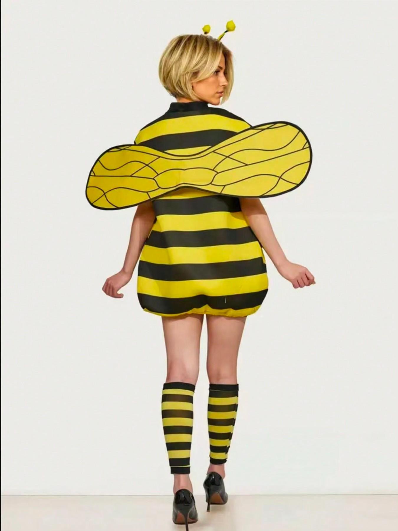 Cute Bee Costume Set, Includes Hairband/winged Skirt/sock Pouch, Perfect for Holiday Performances and Bee-Themed Parties