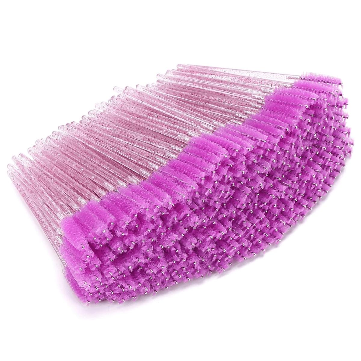 200/100/50/10pcs Eyelash Brushes with Container, Bendable Disposable Brow Wands, Crystal Castor Oil Brush for False Lashes, Cosmetic Brush