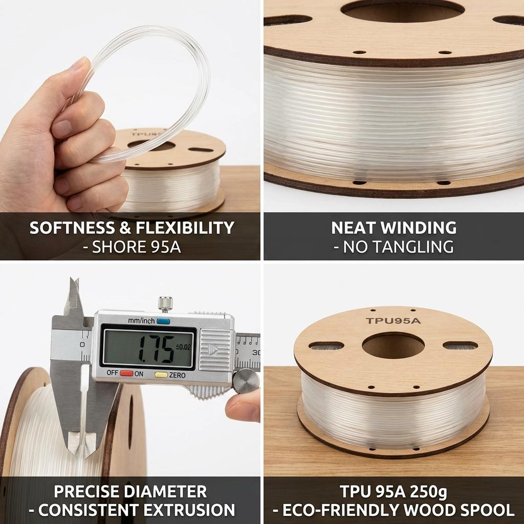 Tpu Filament 1.75mm 250g X 2 Set, Flexible Rubber-Like 3D Printing Material, High Elasticity Tpu for Phone Cases, Shoes, Fdm Printers