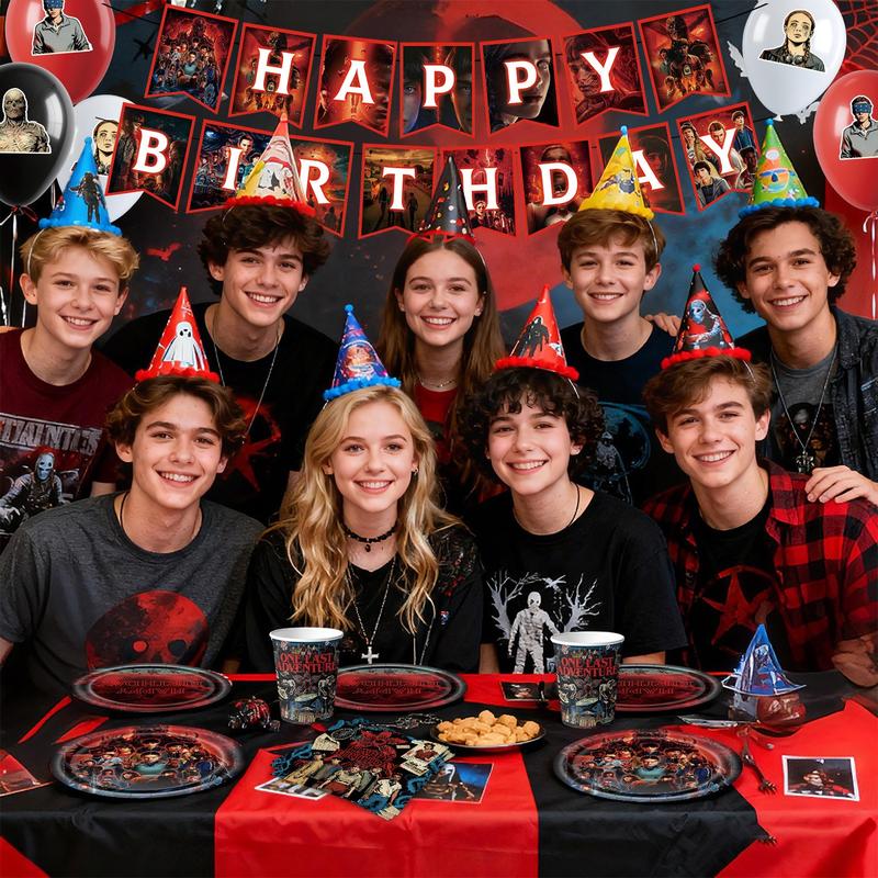 Stranger Things Party Supplies Set, Birthday Decorations, Balloons, Tableware, Banner, Holiday Hanging Decor, Perfect Gift for Friends