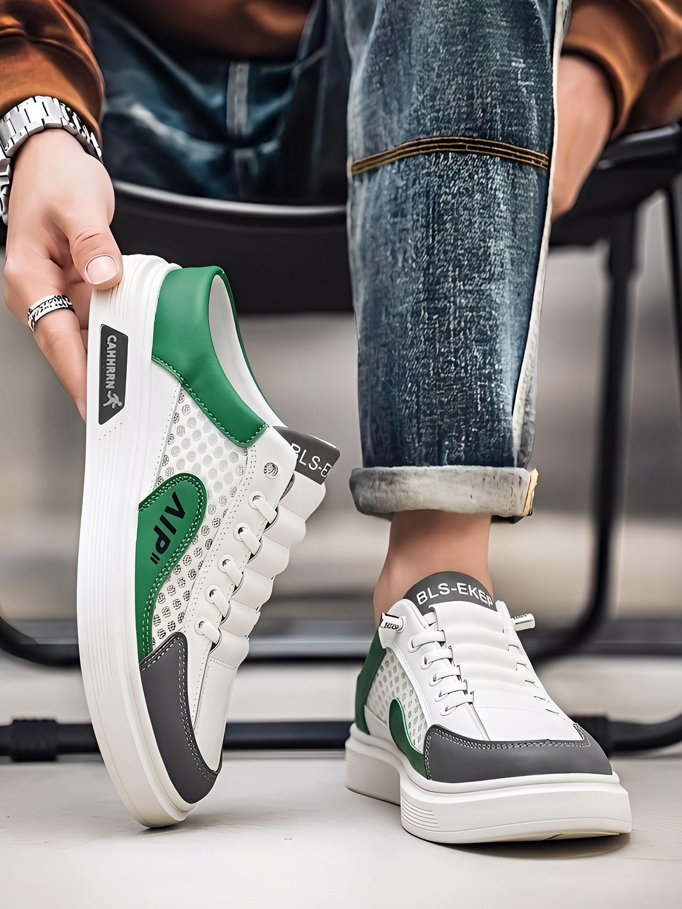 New Summer Men's Casual Sports Shoes, Laces Mesh Breathable Flat Slip-On Walking Sneakers, Comfortable Board Shoes for Daily Wear