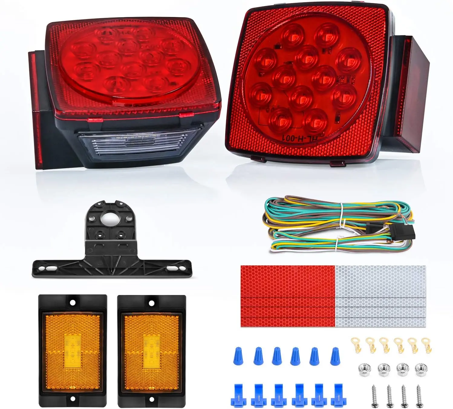 Submersible LED Trailer Light Kit, Super Bright Brake Stop Turn Tail License Lights for Camper Truck RV Boat Snowmobile Under 80" Inch, IP68 Waterproof, DOT Compliant