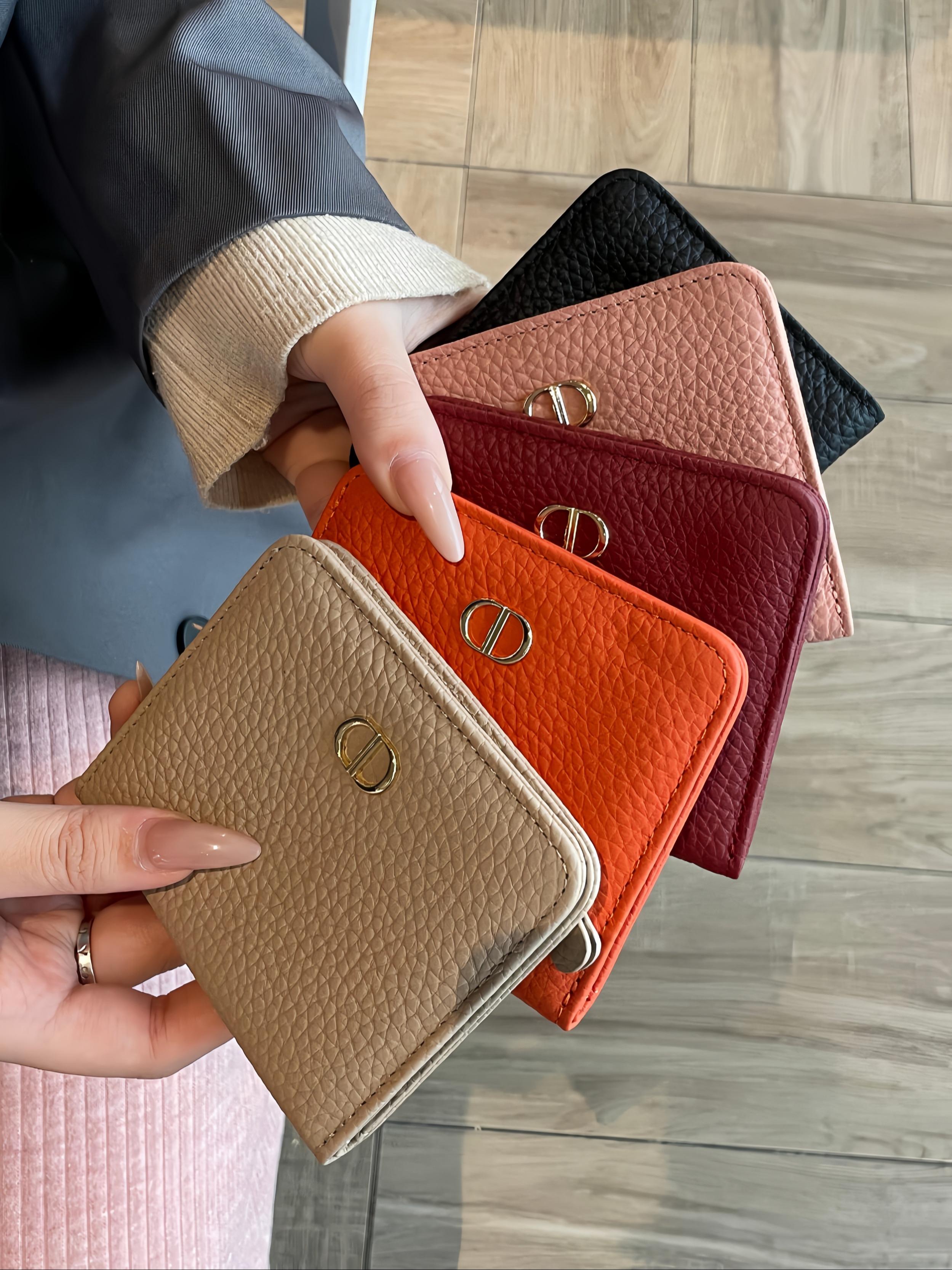 Women's Leather Wallet, Short Design, Genuine Cowhide, Ultra-Thin, Minimalist Style, Multi-Functional Foldable Coin Purse