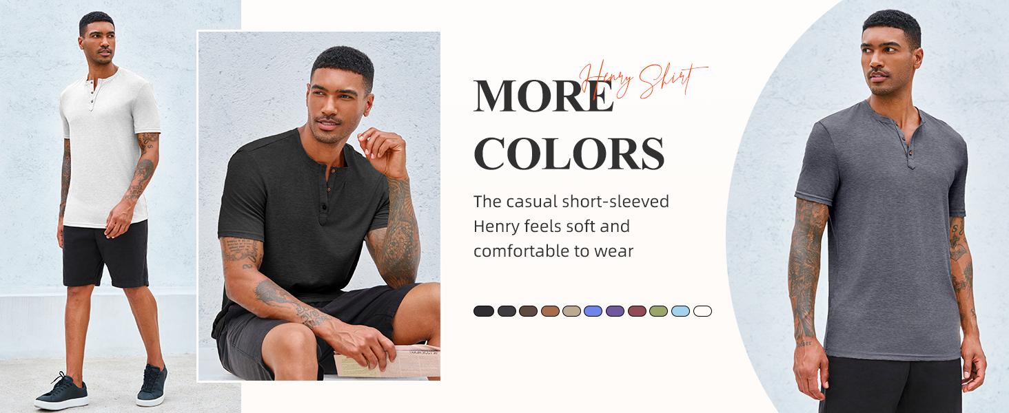 Runcati Men Short Sleeve Henley T-Shirt Casual Solid Color Button-up Henley Shirt V Neck Tee Tops