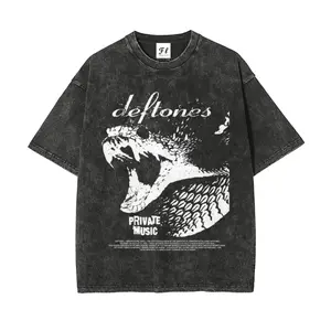 Unisex Deftones Vintage Washed Graphic T-Shirt – Retro Rock Style Tee, Casual Short Sleeve Streetwear Top