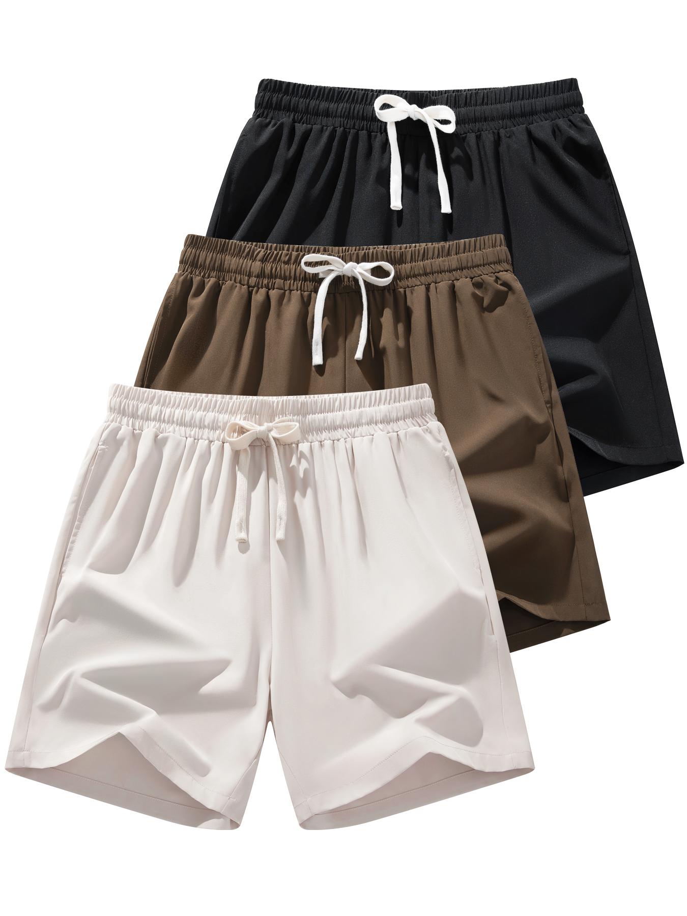 Men's Solid Color Drawstring Waist Shorts, Regular Fit Casual Comfy Breathable Shorts for Beach Vacation Outdoor Activities, Men's Bottoms for Summer, Drawstring Athletic Shorts