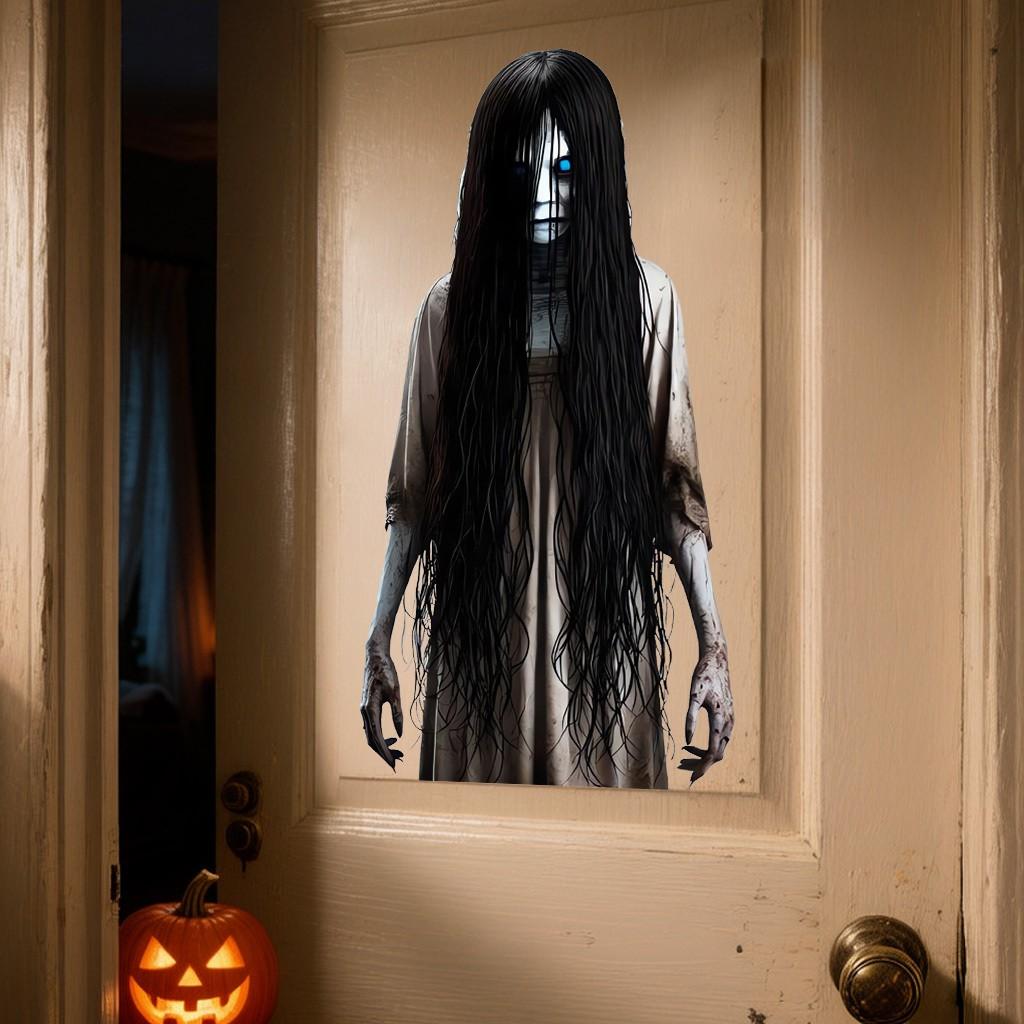 Halloween Horror Window Break Decor Sticker, Self-Adhesive Removable PVC, Room Wall Home Decoration, Halloween Party Stickers