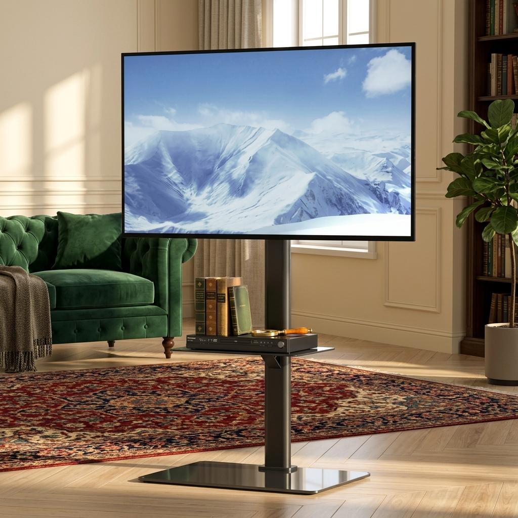 TV Stand Mount, Swivel Tall TV Stand For 32 To 65 Inch TVs, Height Adjustable Portable Floor TV Stand With Tempered Glass Base For Bedroom, Living Room TV Stand Mount, Swivel Tall TV Stand For 32 To 65 Inch TVs, Height Adjustable Portable Floor TV Stand With Tempered Glass Base For Bedroom, Living Room