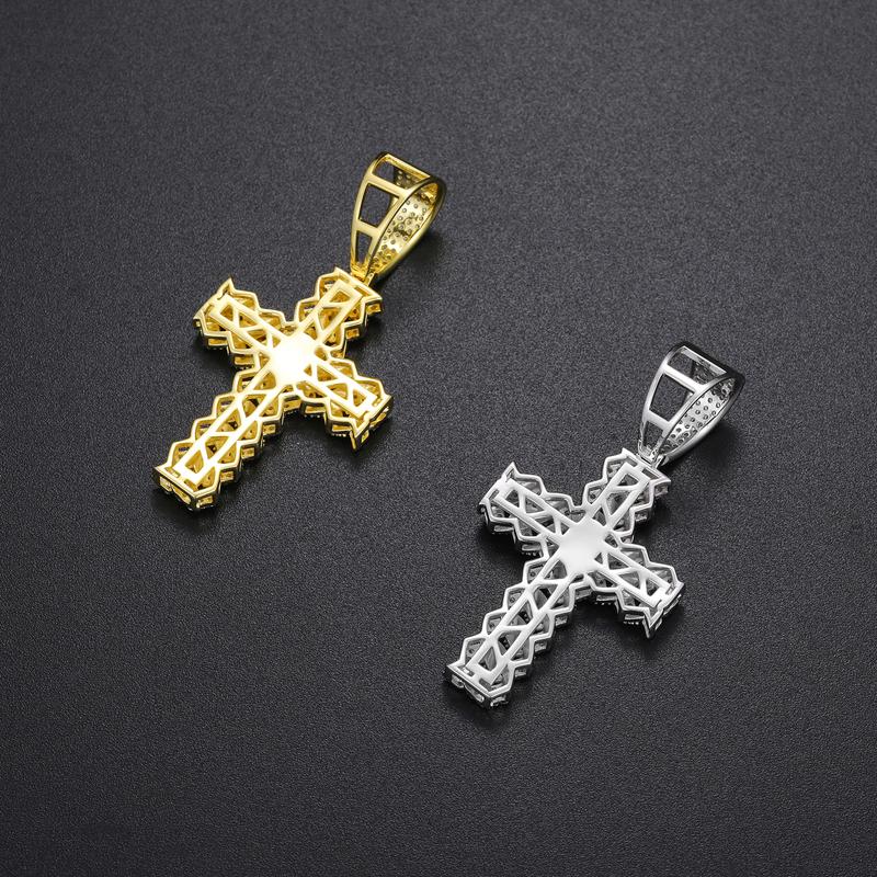 【P259】D VVS Synthetic Moissanite Cross Pendant Necklace Iced Out Bling 925 Sterling Silver UCCIYO Men Women Hip Hop Jewelry Gift