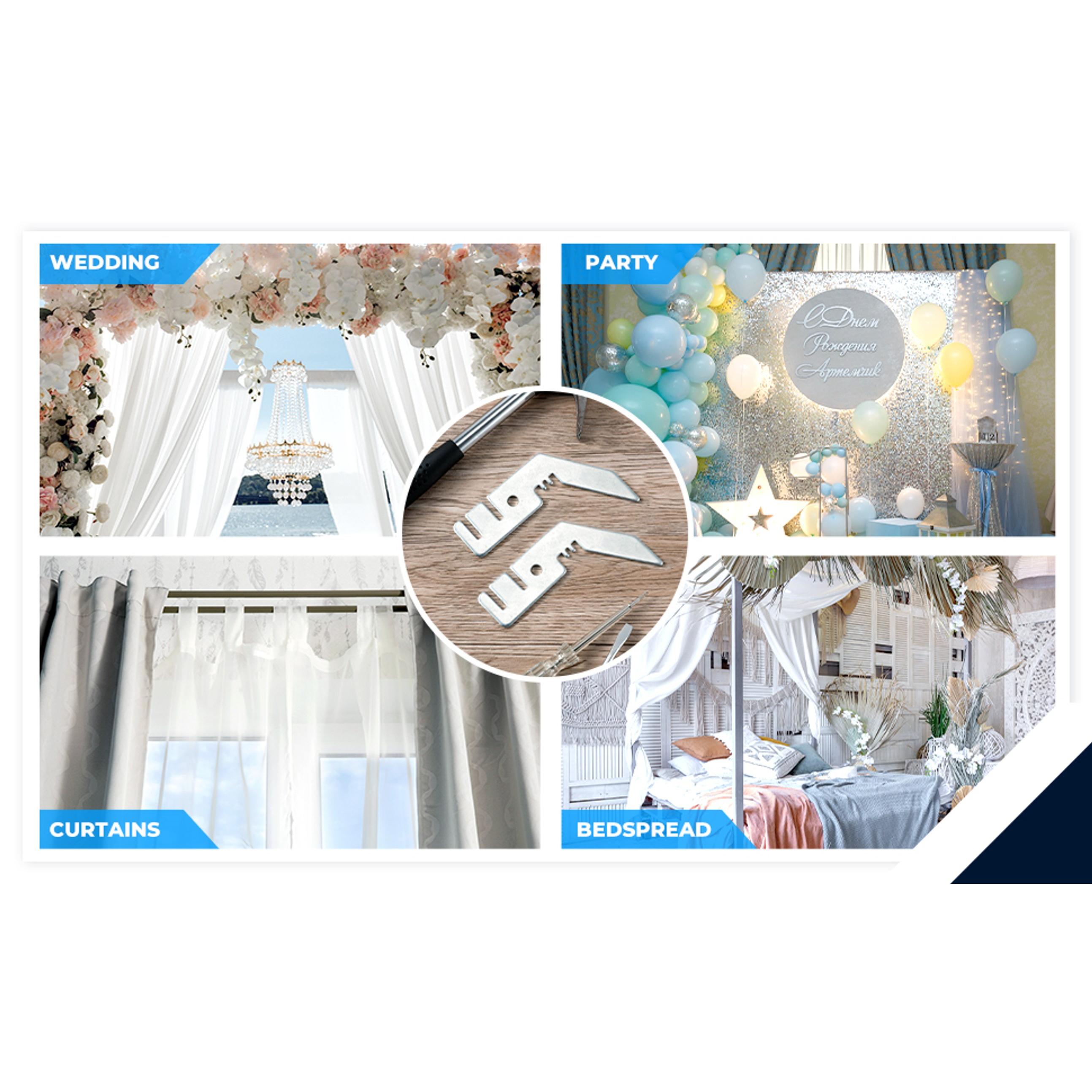 4 Pcs 3'' Double Crossbar Hanger Wedding Valance Hanger for Backdrop, Pipe and Drape Backdrop Stand Kit Double Stand