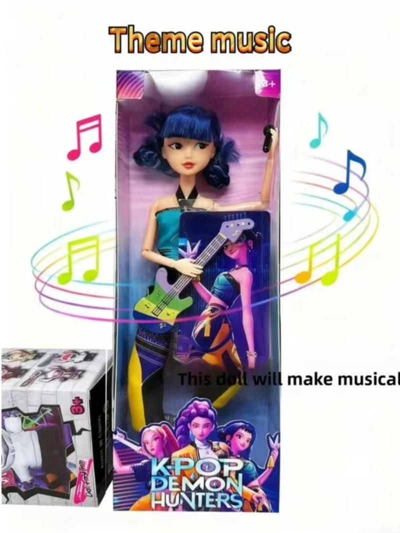 Kpop Demon Hunter Rumi Mira Zoey Doll, 11.5 Inch Jointed Moveable Figure, LED Light & Music Collection Desk Decor Gift