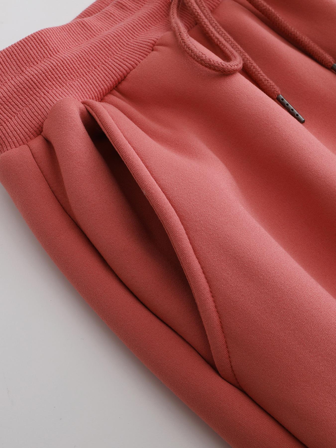 Women's Casual Straight Leg Fleece Lined Pants, Thickened Long Trousers for Fall & Winter, Daily Wear Fashion Sweatpants Bottom