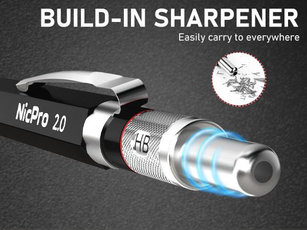 Nicpro 2.0 mm Art Mechanical Pencil Set,  Metal Drafting Pencils, Graphite Lead Holder for Writing, Sketching Drawing with Lead Refills Case