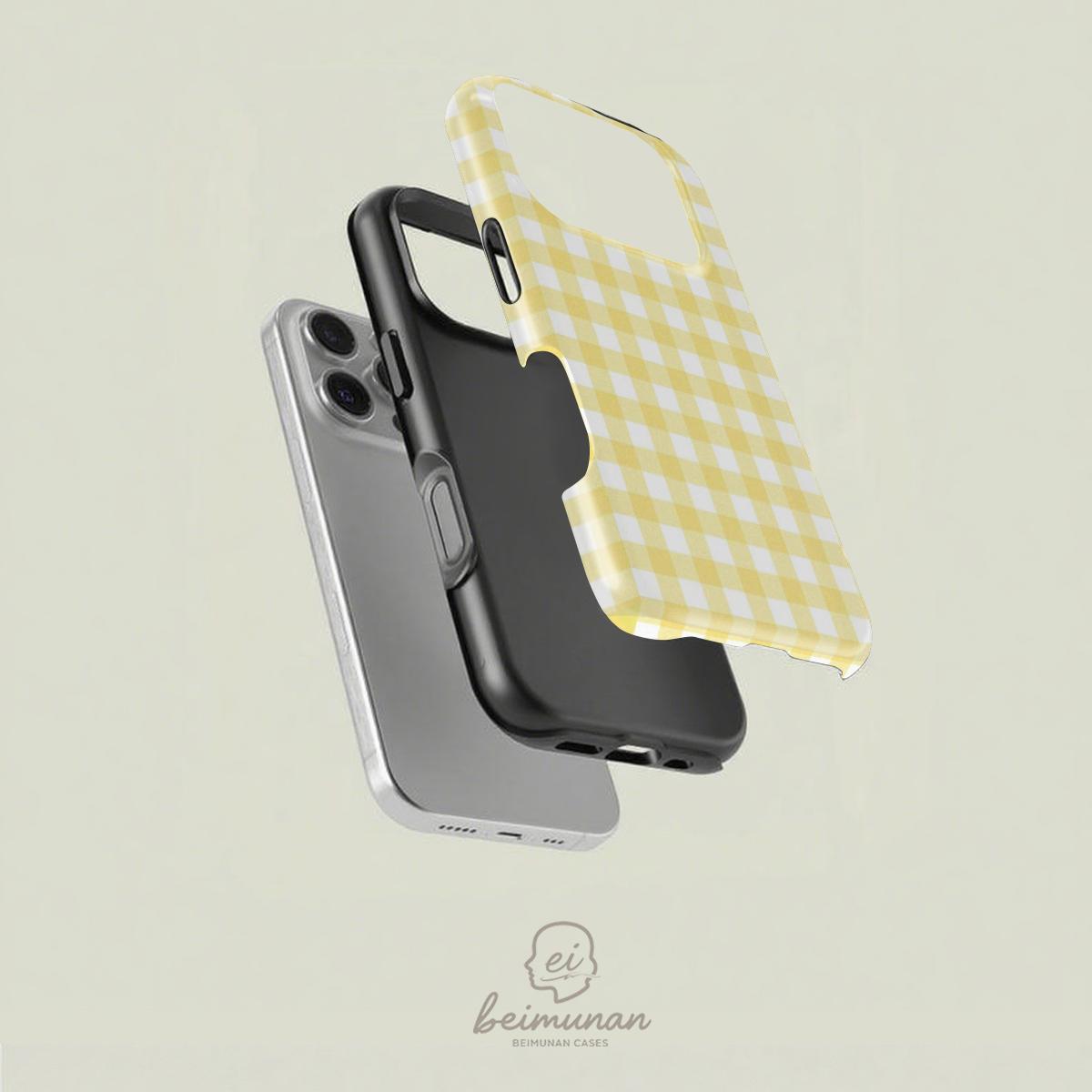 Gingham Pattern, Buffalo Plaid, Picnic Check, Printed Phone Case Casing, Heavy Duty 2in1 Shockproof Phone Protective Cover, Mobile Accessories, Cellphone Smartphone for iPhone X 11 12 13 14 15 Pro Max, Great for Valentine's Day, Couples, Friends Gift