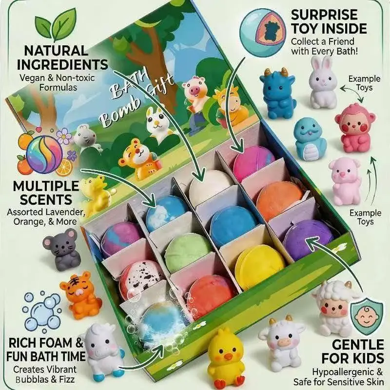 High-Value Surprise Bath Bomb, Dissolves Into Small Toys, Essential Oil Fragrance, Gentle Safety Bath Salt Ball, Ideal for Baby Bath Gifts