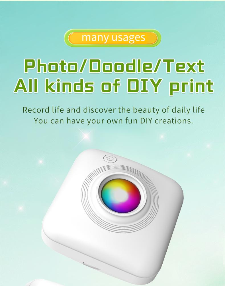 Mini Printer: Inkless Wireless Portable Design, Supports Photos Text Web Pages Bills, Perfect for Instant Printing Anytime Anywhere