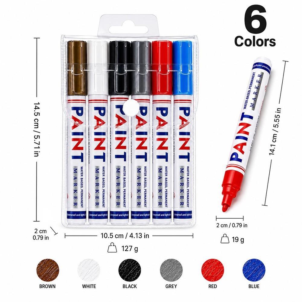 Permanent Paint Marker Pen Set, Waterproof Quick Dry Markers for Car Tires, Metal, Wood & Glass, Ideal for DIY Crafts & Repair, Waterproof Art Markers, Marker Pens Set