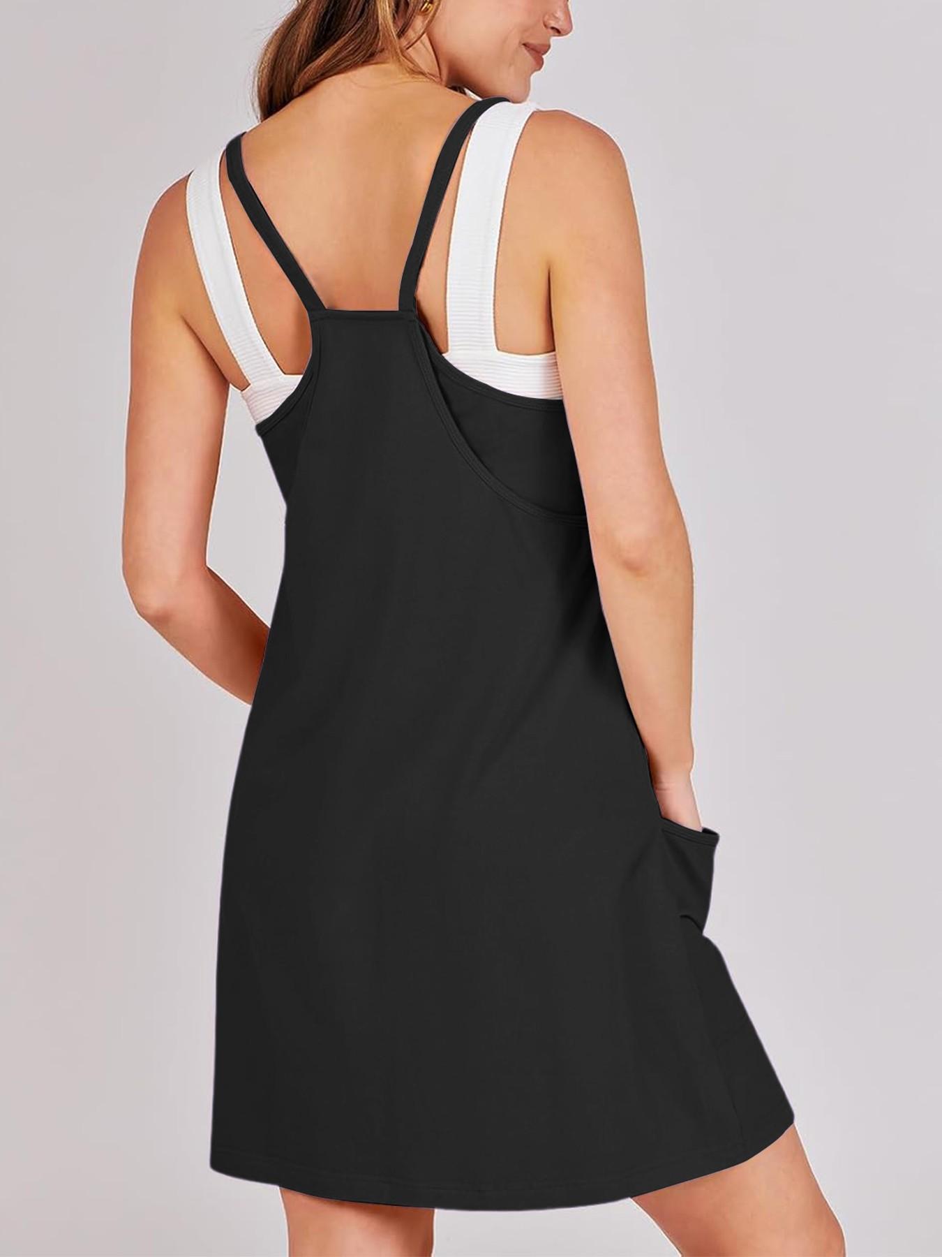 Women's Summer Mini Dress, Casual Athletic Tennis Dress with Shorts, Sleeveless Sporty Design, Perfect for Active Wear & Outdoor Activities