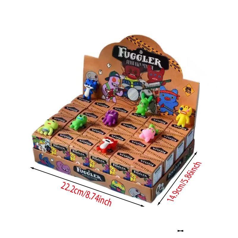 New 24-Pack Fuggler Monster Keychain Charms, Funny Student Hanging Accessories, Christmas New Year Gift Ideas, Best Present for Kids, Cool Keychains