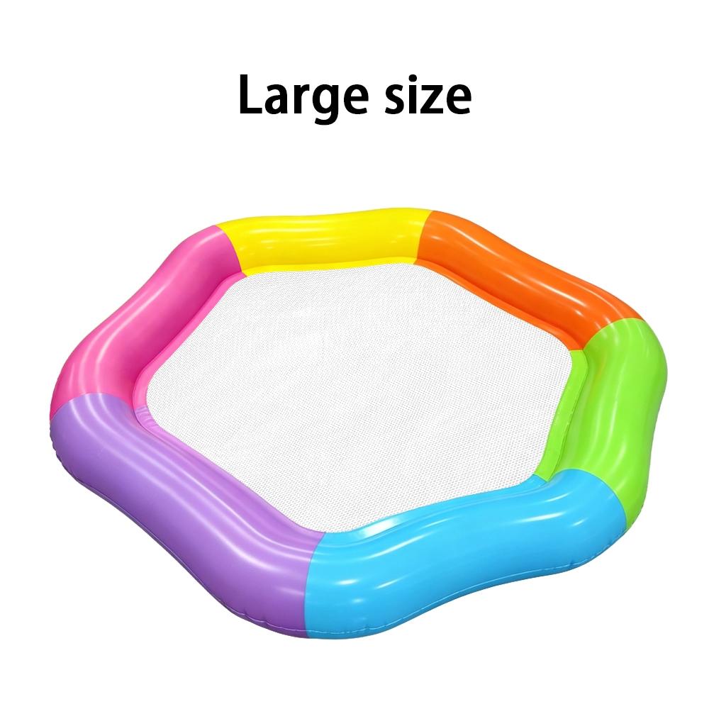 Large Hexagonal Mesh Inflatable Float Bed, 70" X 62" Summer Pool Float with Pillow, 4-In-1 Multi Purpose Inflatable Sunbathing Raft, Party Gift, Adult Double Use, Pool Floats Lounger, Pool Floater, Inflatable Water Lounger