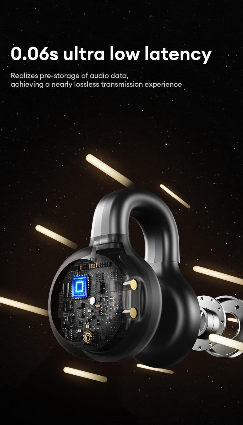 HYUNDAI CT11 Clip-on Design BlueTooth Earphone with LCD Full Color Touch Screen, Audio Wireless Headphones for Music & Phone Calls