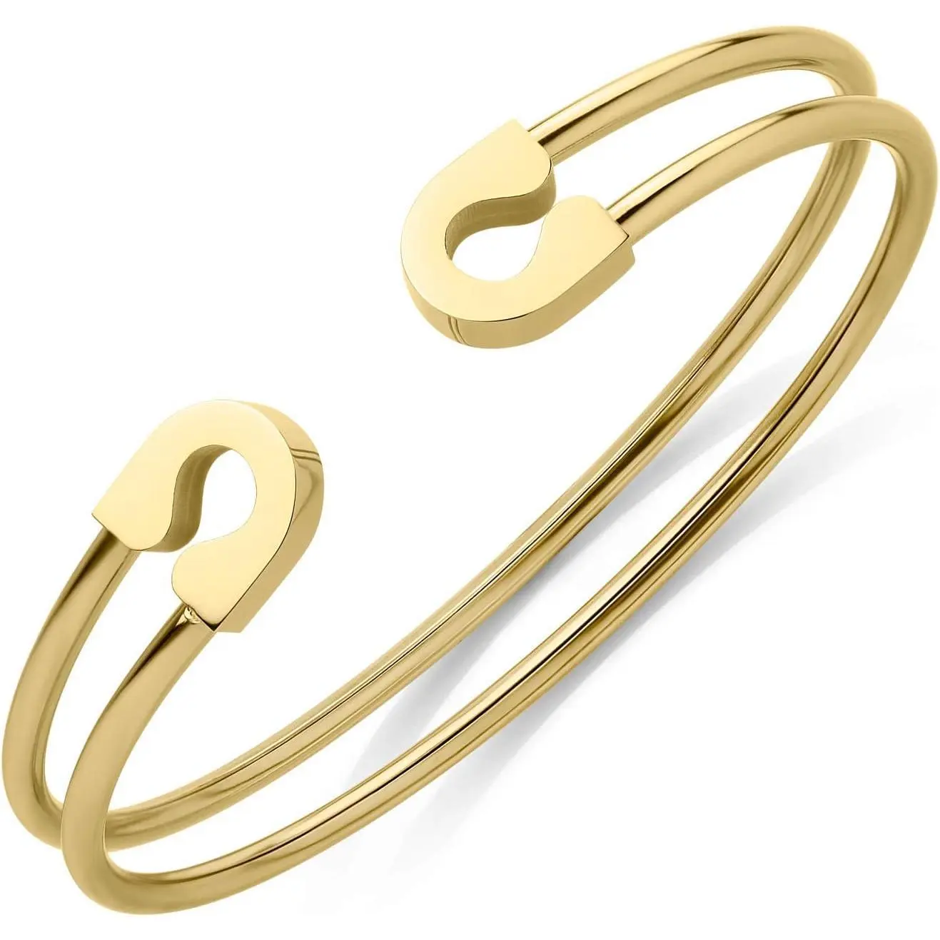 Stainless Steel Dual Wire Open Cuff Bangle Bracelet for Women & Ladies