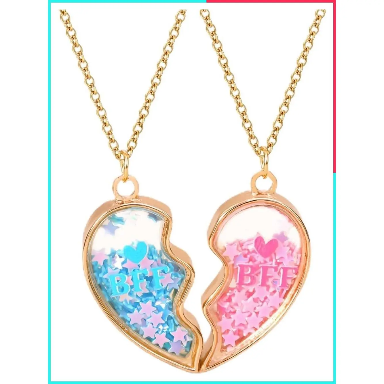 Best Friend Heart Locket Necklace Set for 2 - Matching BFF Friendship Jewelry Gift