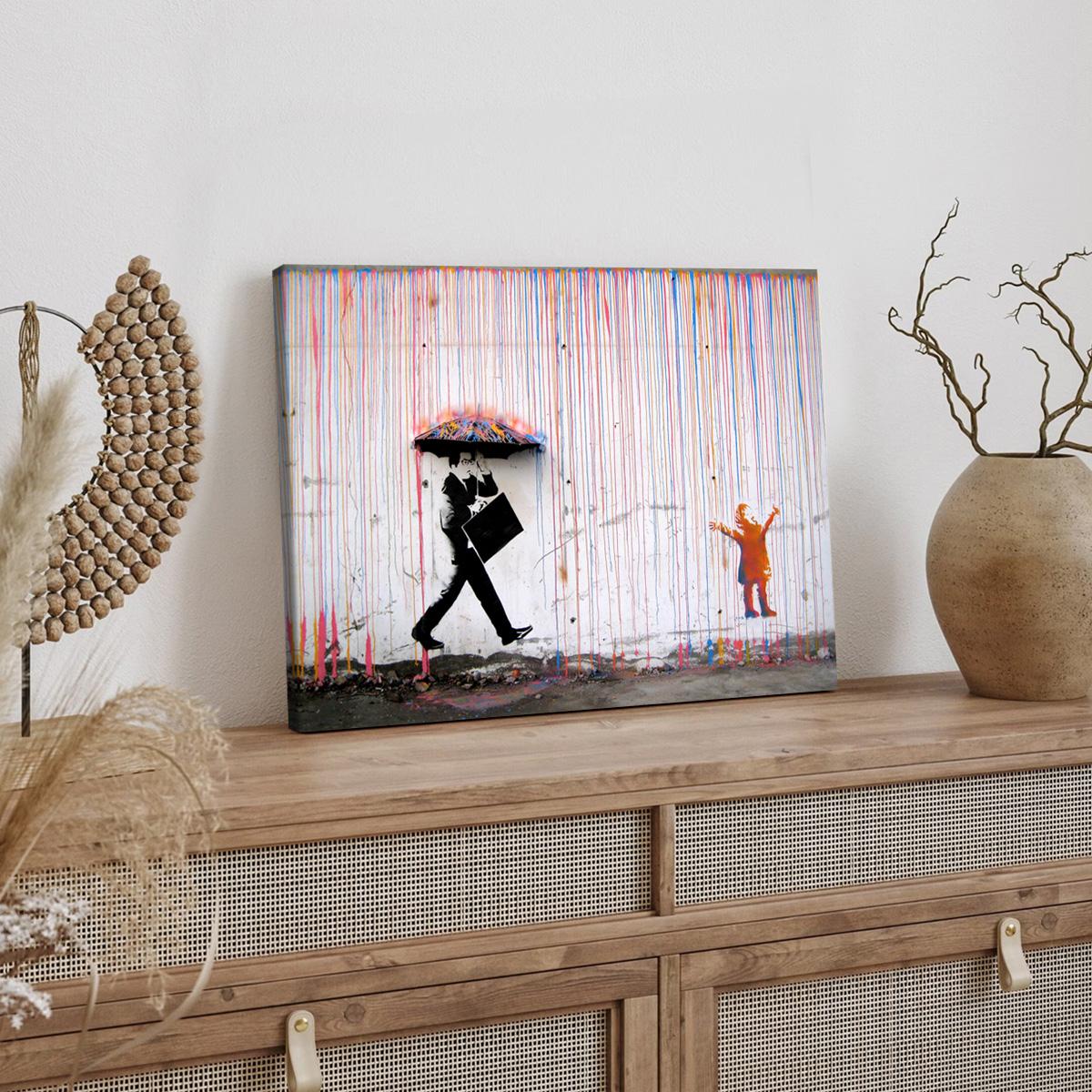 Banksy Style Street Art Poster, Modern Canvas Wall Decor, Solid Wood Frame, Waterproof Print, Ideal Gift, Affordable Home Decoration