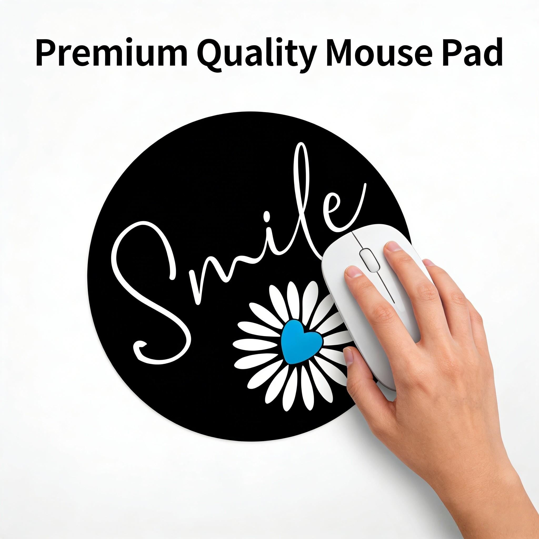Fashionable Small Daisy Round Mouse Pad, Non-Slip Rubber Base, Gaming & Office Use, 7.87 Inch, Gift for Girls & Women