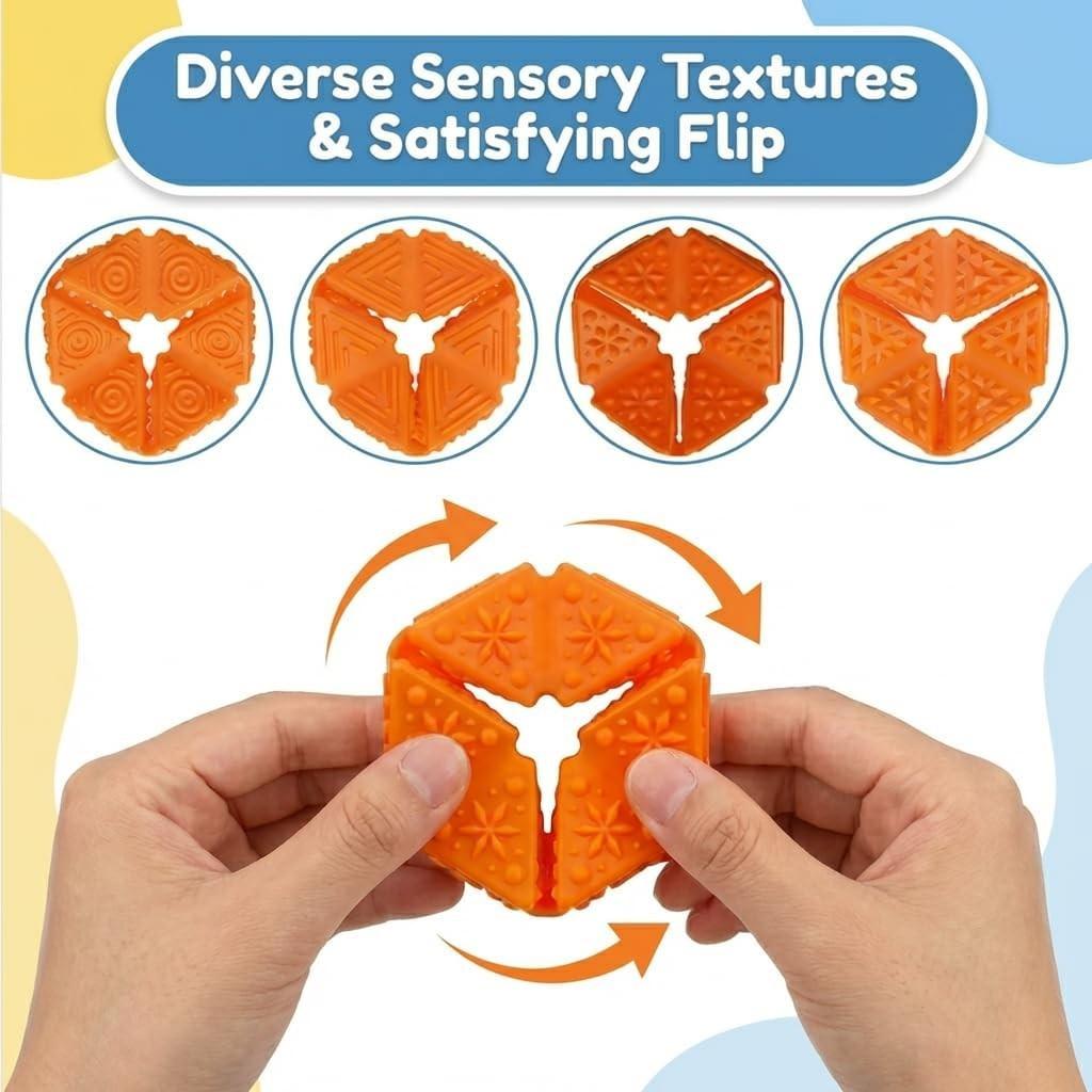 Sensory Fidget Toys for Kids and Adults, Textured Flip Cube, Stress Relief for Teens with Anxiety, Adhd, Autism, Classroom, Office Use