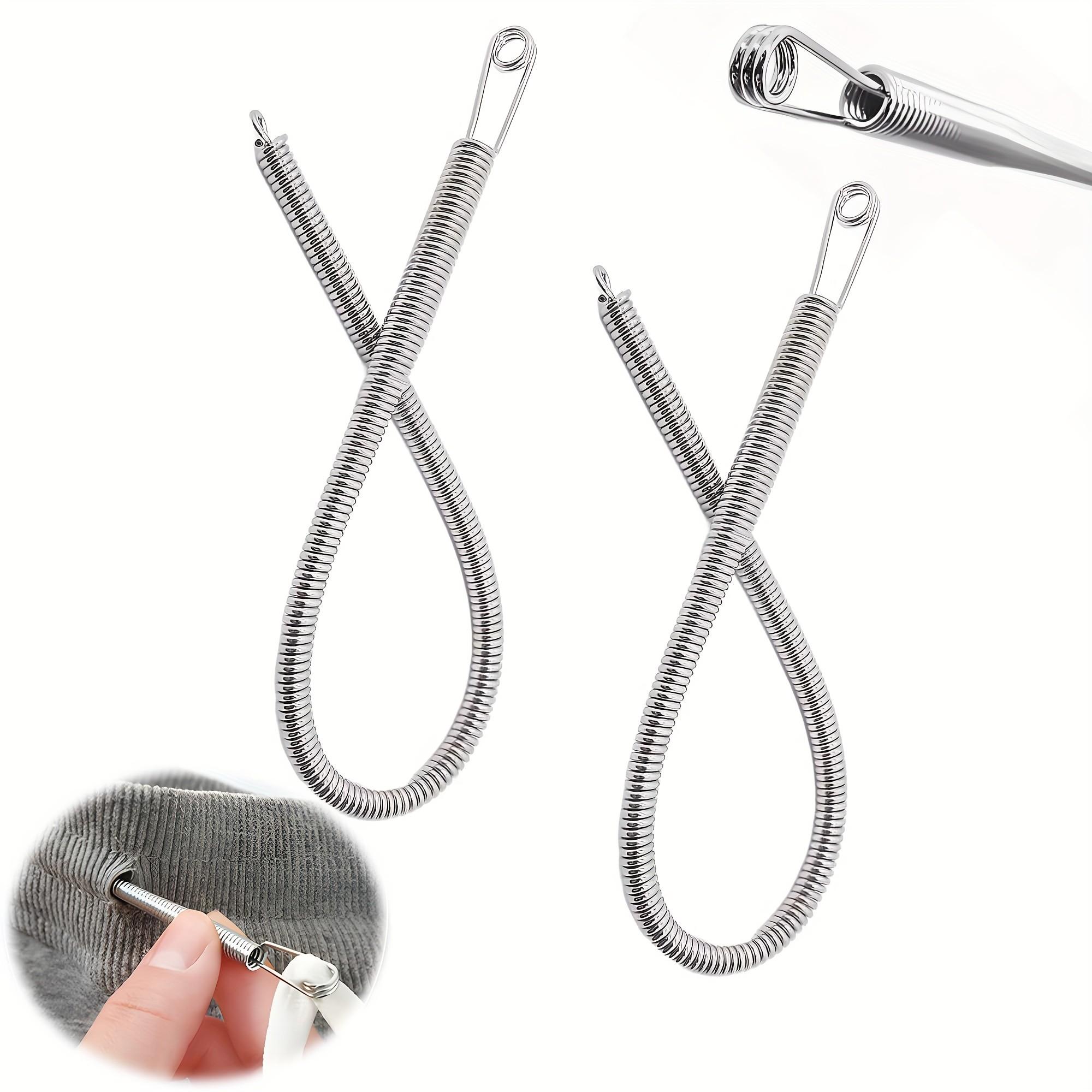 Spring Loaded Drawstring Threader Tool 4pcs, Stainless Steel Elastic Cord Rope Repair Clip, Easy DIY Replacement for Pants Hoodies Sweatpants Shorts