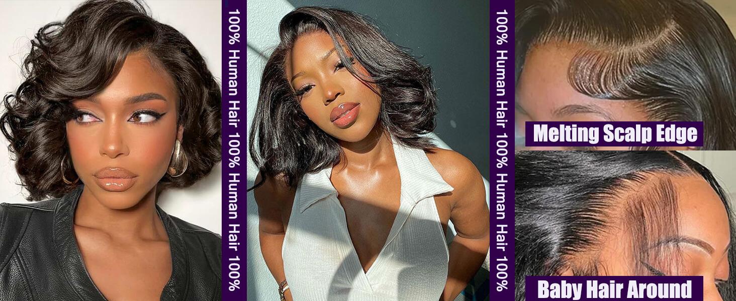 Nerkre 5x5 Wear and Go Glueless Bob Wig Human Hair Pre Plucked Pre Cut Glueless Wigs for Black Women Body Wave Lace Front Wigs Human Hair