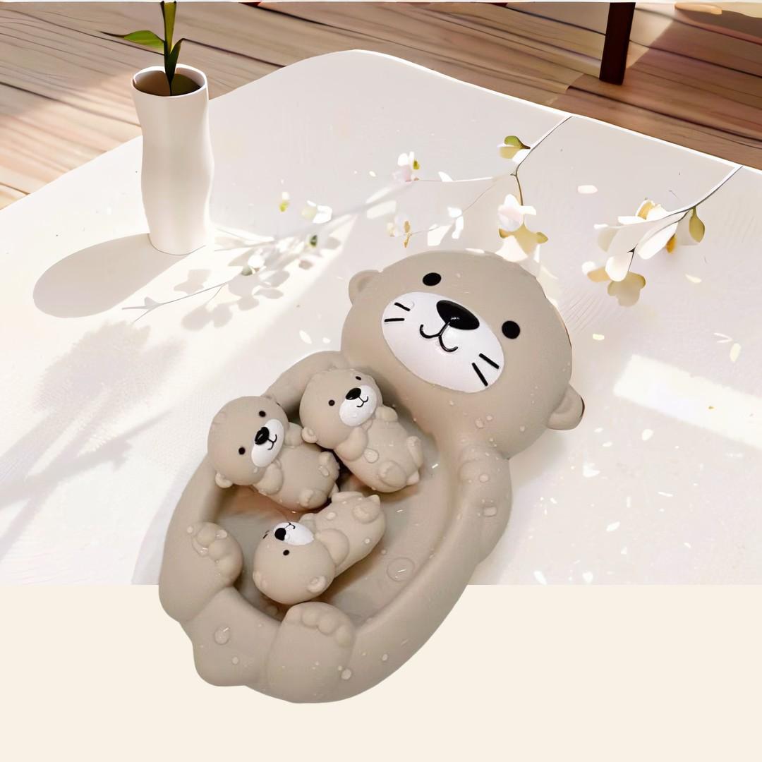 Cute Seal Family Bath Toy Set, Silicone Floating Stacking Toys, Safe Non-Toxic Bathtub Toys for Toddlers, Includes Mother Seal and 3 Pups, 0-3 Years