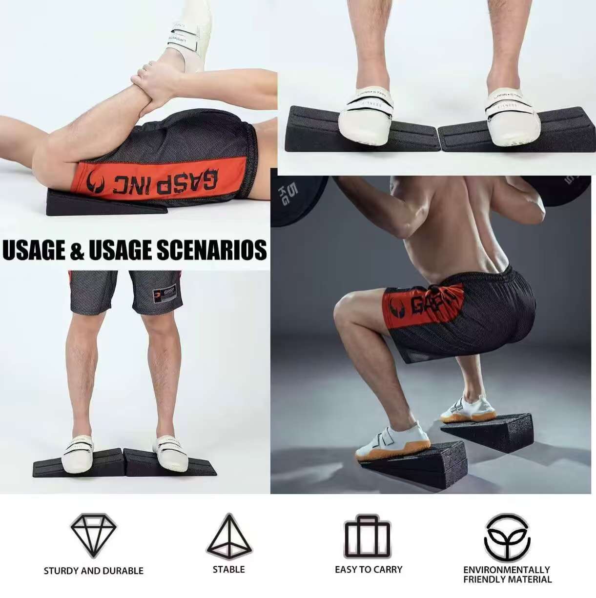 Squat Wedge Blocks, 3 Counts Non-slip Incline Boards, Foot Wedge Foam Incline Boards,Leg Extensions for Home Workouts, Calf Stretch,Heel Squats,Yoga Equipment，Gym Adjustable Stacking Knee Protection pilates board at home