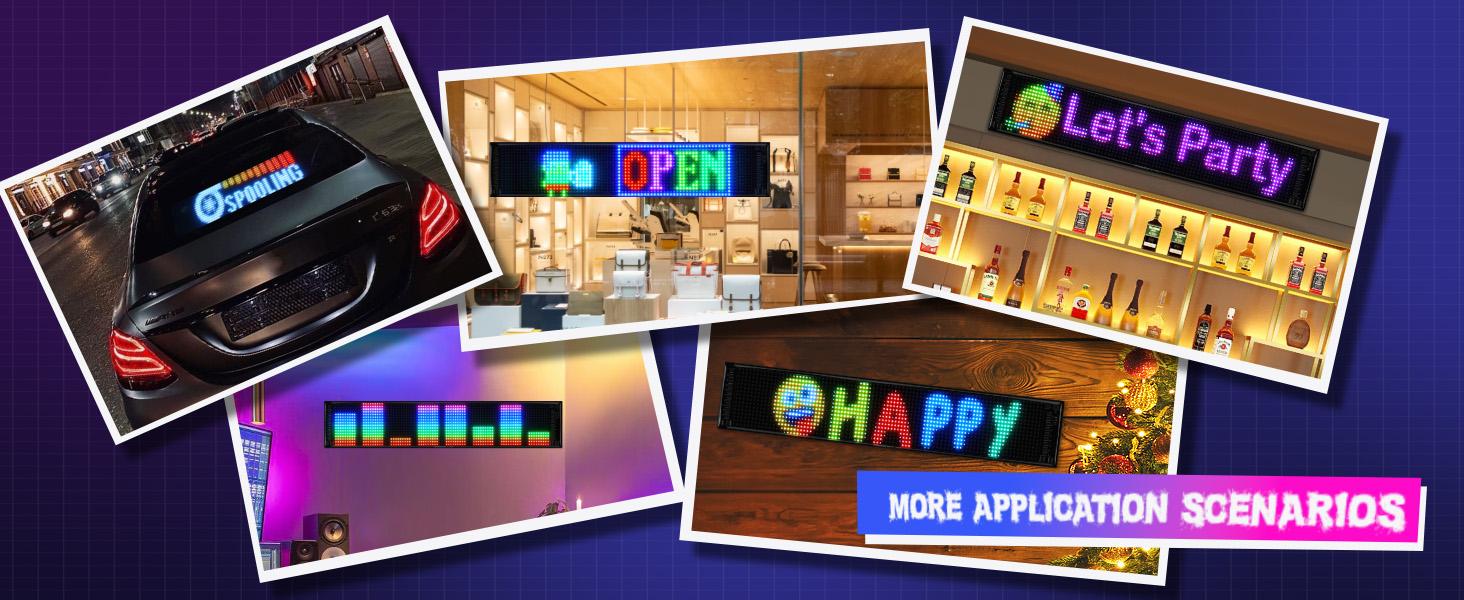 Wireless Programmable LED Sign,LED Windshield Display Eyes Lights, Programmable Flexible LED Matrix Panel, Smart APP Control Custom Animation Digital Sign, Devil Eye Soft Screen for Car Decals led lights for cars