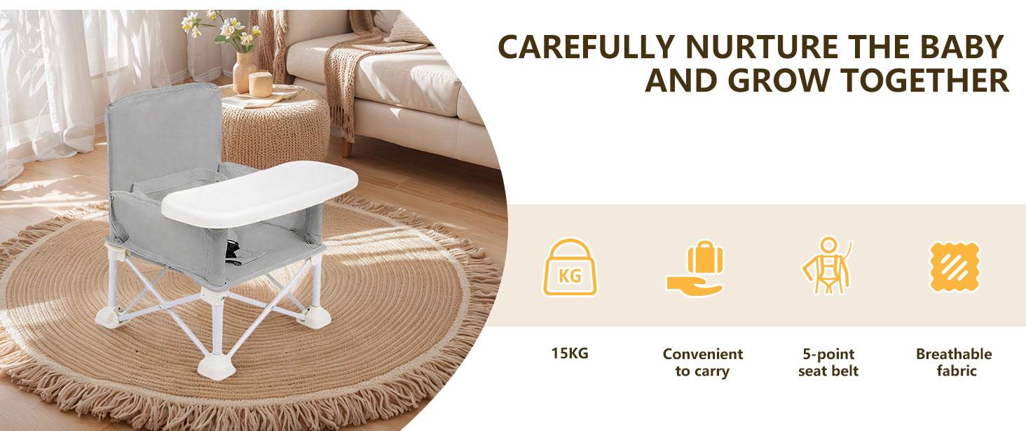 Portable Pop 'N Sit Booster ChairPortable Baby Booster Seat with Tray | Travel-Friendly, Easy to Clean & Secure | Perfect for Home, Beach, Camping, or Dining Out silla alta de bebe Lightweight washable high chair