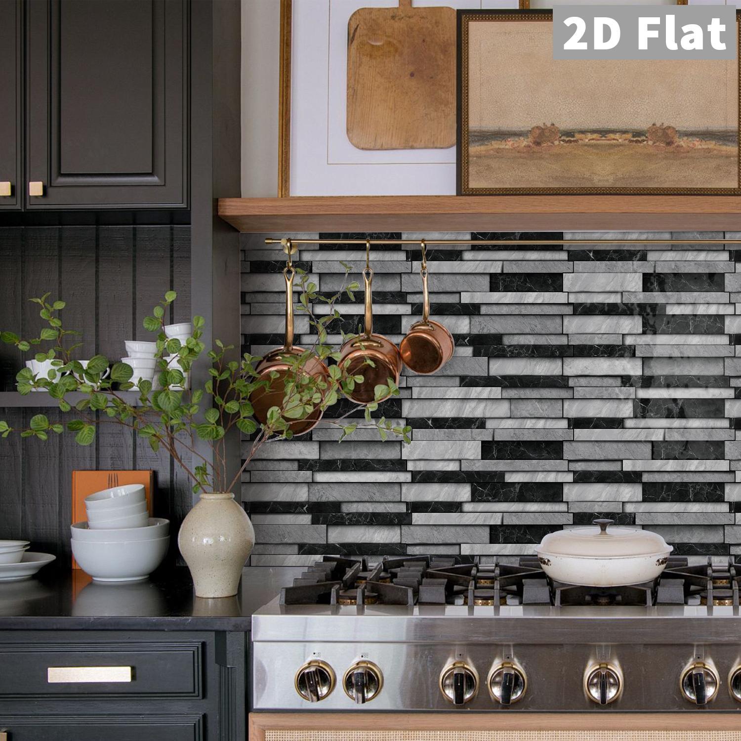 24pcs Marble Tile Stickers, Brick Shaped Patterns, Self-Adhesive Waterproof, Strong Adhesion, Ideal Choice For Rooms, Living Rooms, Kitchens, Corridors