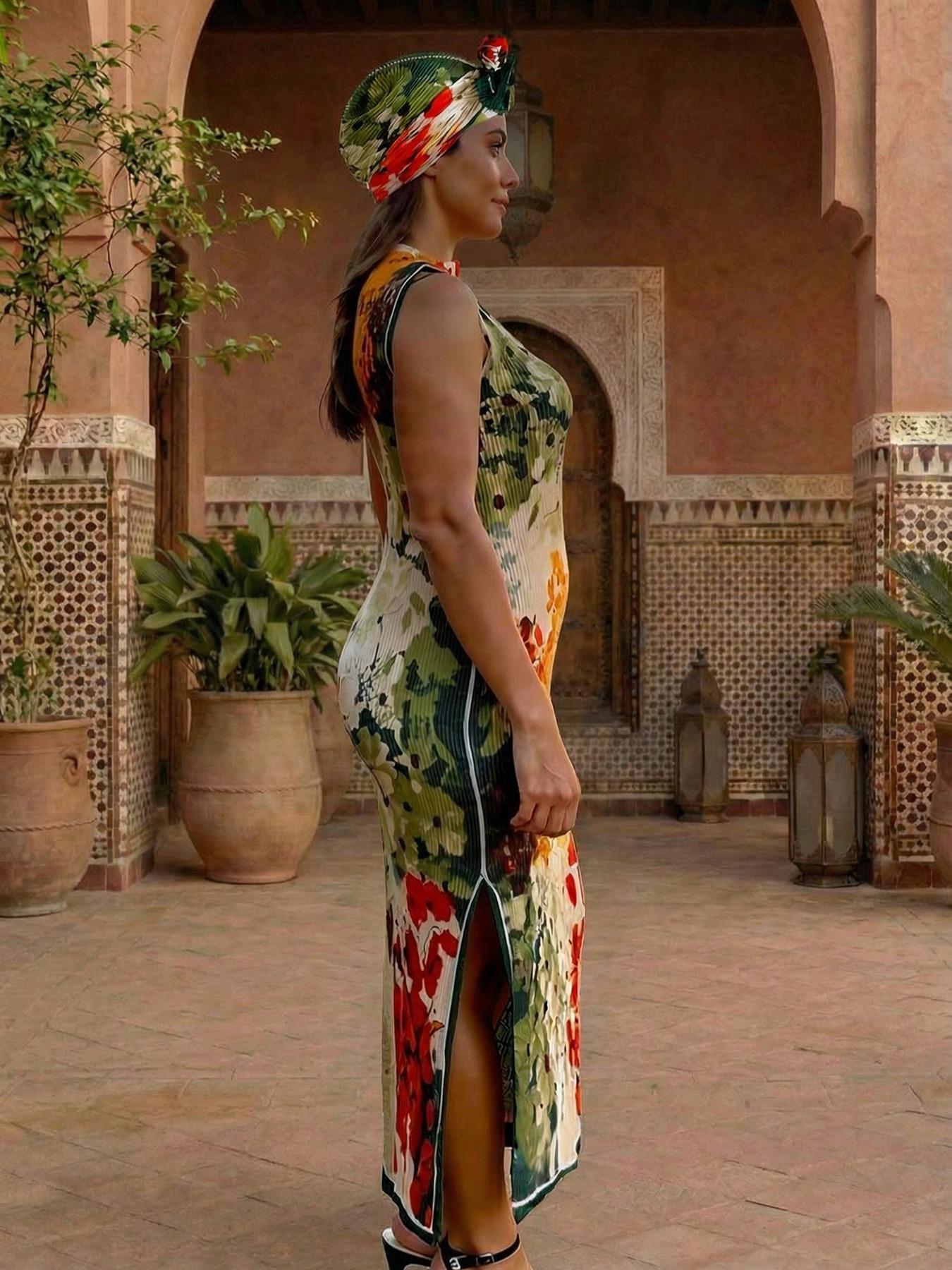 Women's Casual Slim Fit Long Dress Set, All-Over Printed Moo-Moo Style, Beach & Sun Protection Scarf, Chic Fall/winter Fashion - TikTok Shop Women's Casual Slim Fit Long Dress Set, All-Over Printed Moo-Moo Style, Beach & Sun Protection Scarf, Chic Fall/winter Fashion - TikTok Shop